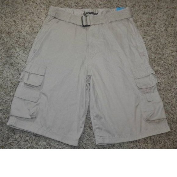 Mens Cargo Shorts Roadblock Beige size 32 Relaxed Fit Belted 10 Pocket - Picture 1 of 5